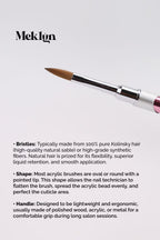 Professional Acrylic Nail Brush - Premium Kolinsky Hair Oval Round Nail Brush for Acrylic Sculpting
