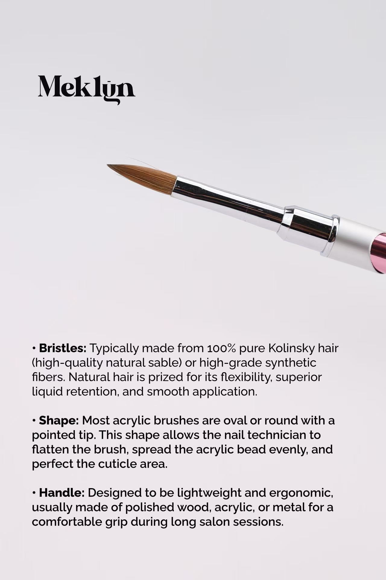 Professional Acrylic Nail Brush - Premium Kolinsky Hair Oval Round Nail Brush for Acrylic Sculpting