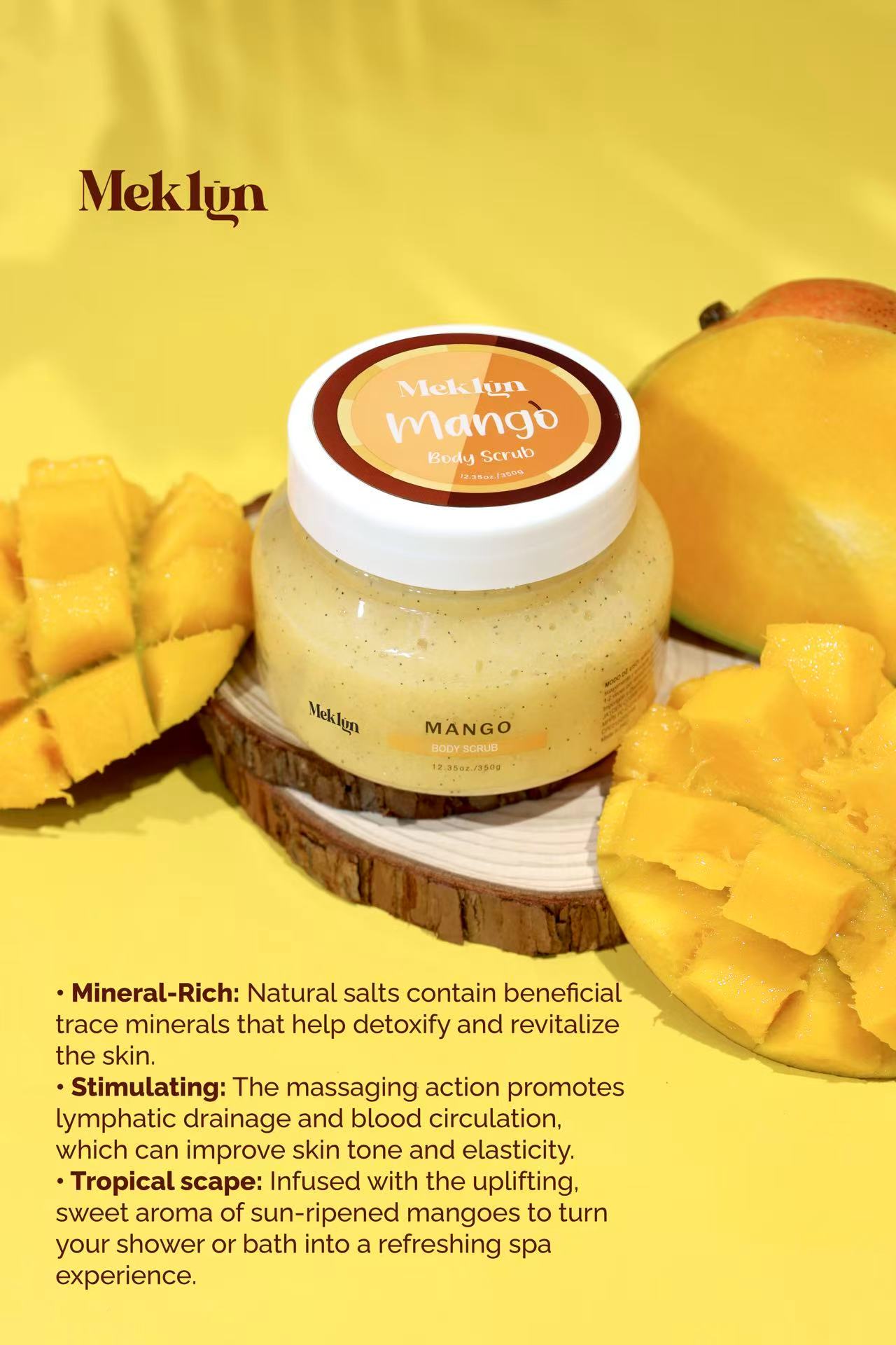 Mango Body Scrub - Mineral-Rich Exfoliating Scrub for Detox & Glowing Skin, 12.35oz / 350g