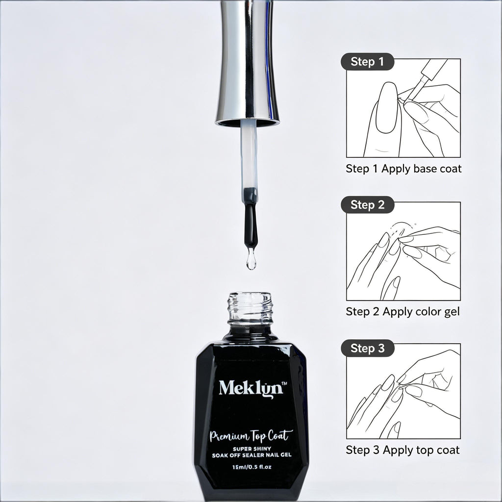 Meklyn UV LED Nail Gel Series, Base Coat, Top Coat, Matte Top, Rubber Base, Nail Prep