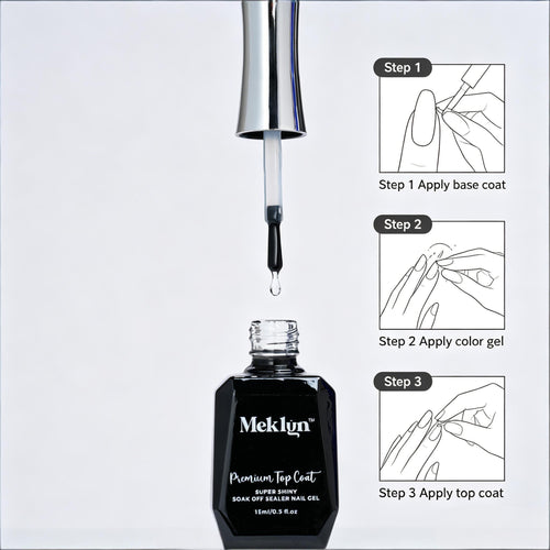 Meklyn UV LED Nail Gel Series, Base Coat, Top Coat, Matte Top, Rubber Base, Nail Prep